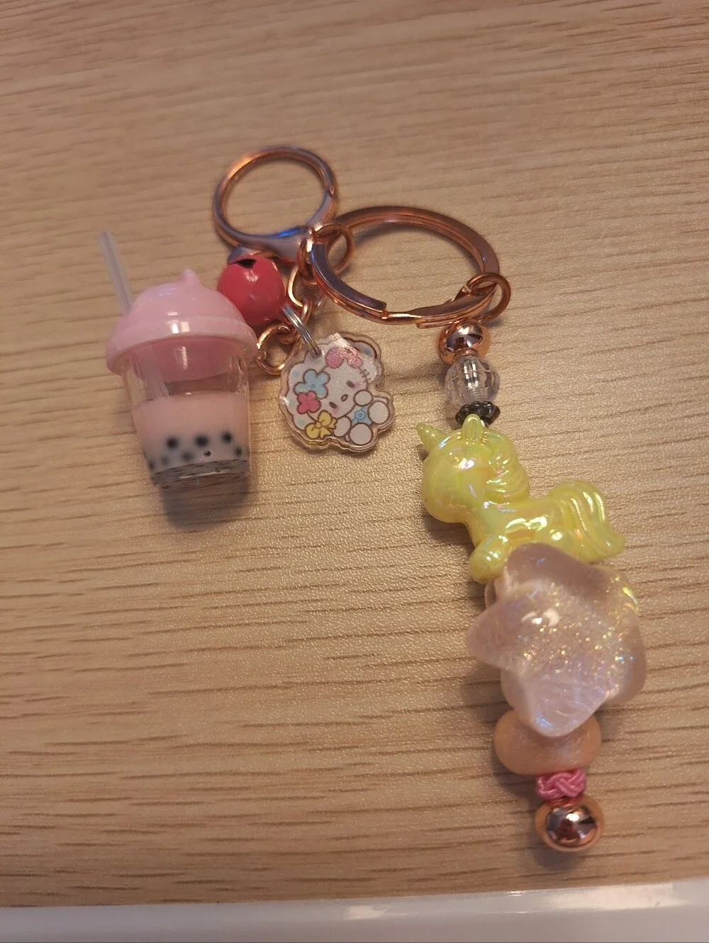 Kitty Bell Unicorn Sparkle Star Colorful Keychain Bag Charm Zipper Pull New